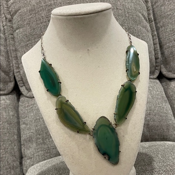 Gorgeous Natural Gemstone Necklace in Unique BezelEstate Jewelry